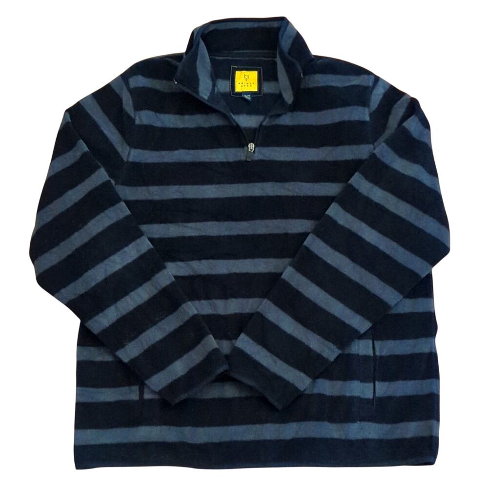 Prince & Fox 1/4 Zip Striped Fleece Pullover Warm Winter Preppy Sweatshirt